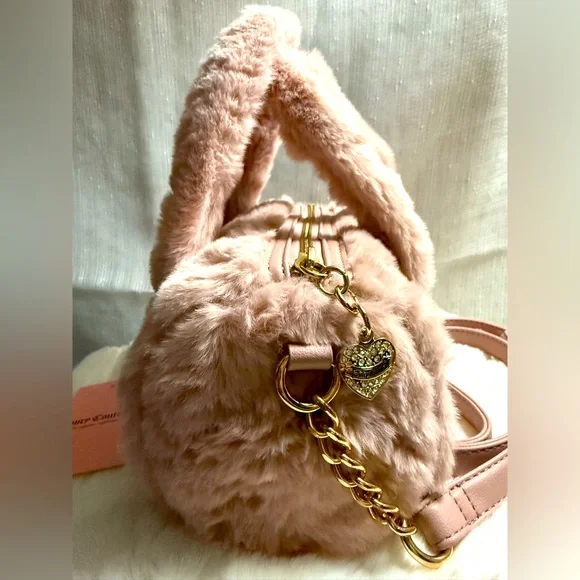 NEW Juicy Couture Pink Fuzzy Roll Crossbody Bag - Picture 2 of 7